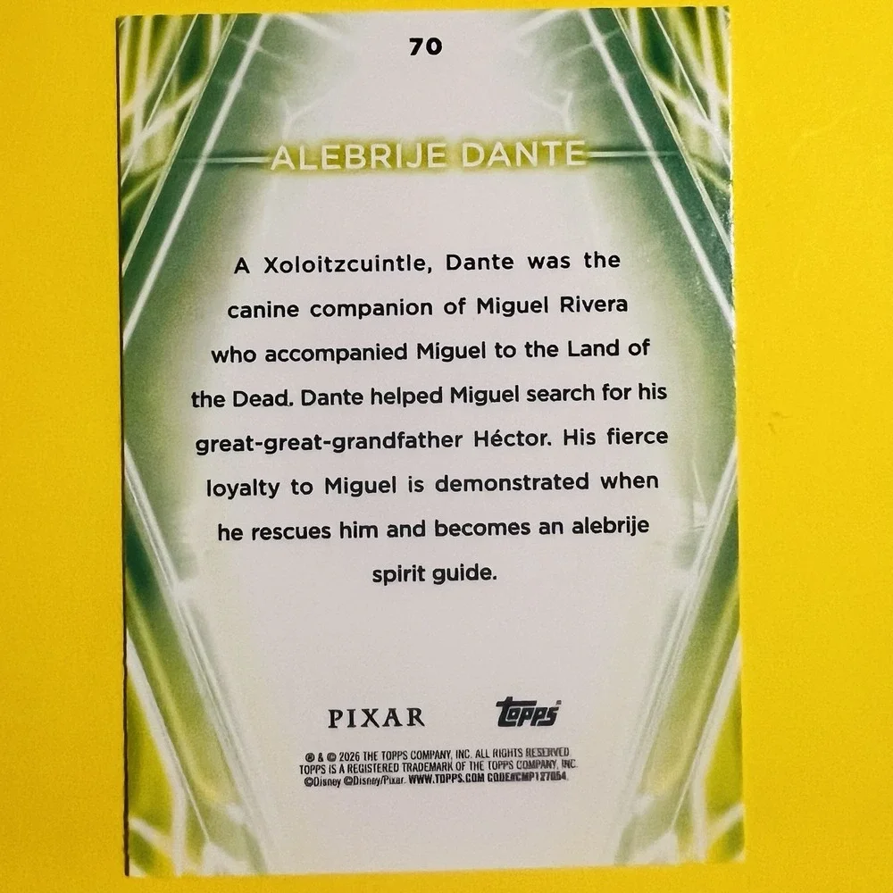 2026 Topps Disney Neon Alebrije‎ Dante #70 Coco Pixar Base Card